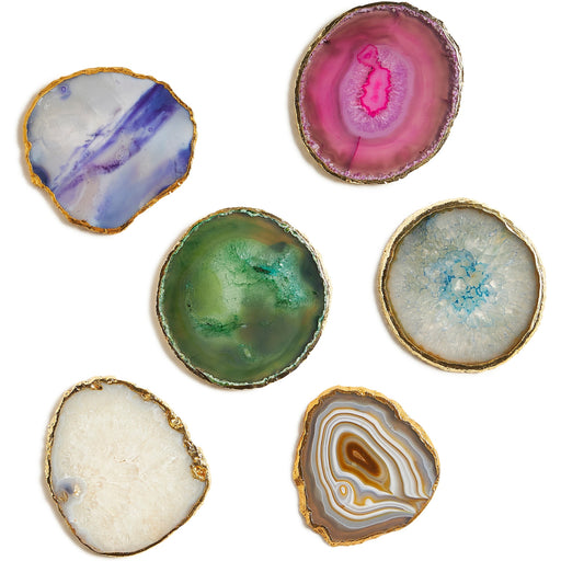 Maitland Smith Agate Coasters With Gold Trim