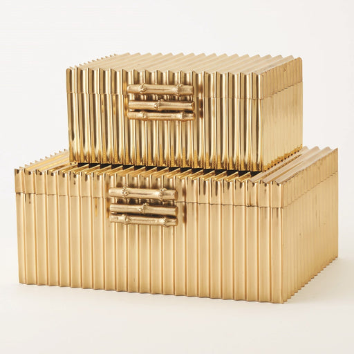 Global Views Corrugated Bamboo Box Brass