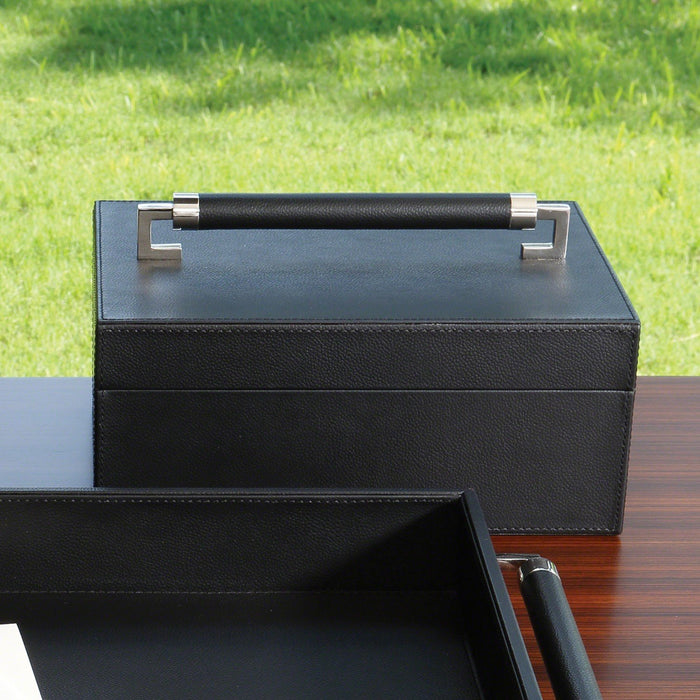 Global Views Wrapped Leather Handle Box