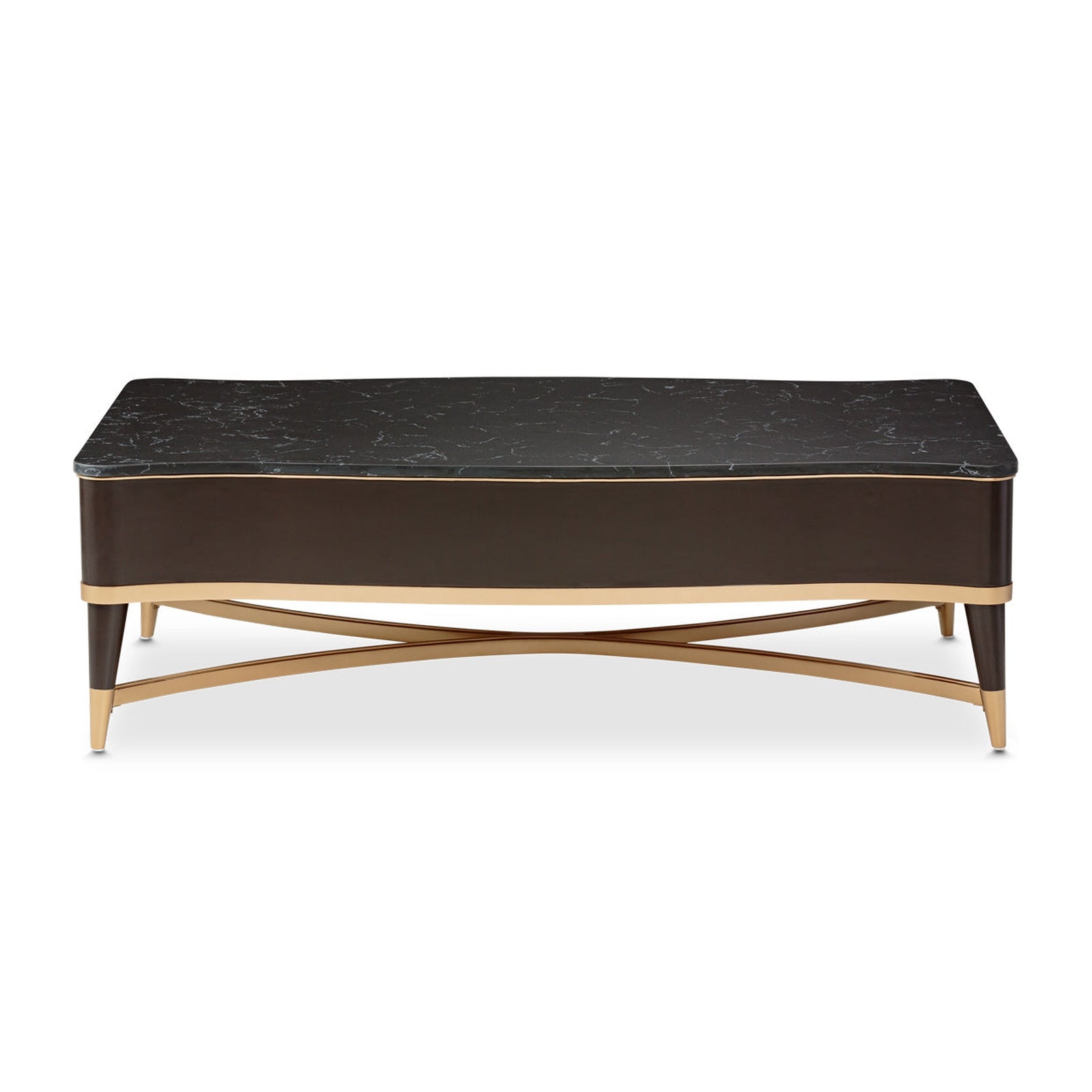 Michael Amini Malibu Crest Crotch Mahogany Rectangular Cocktail Table