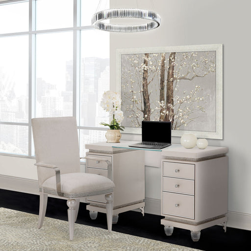 Michael Amini Glimmering Heights Upholstered Vanity Desk