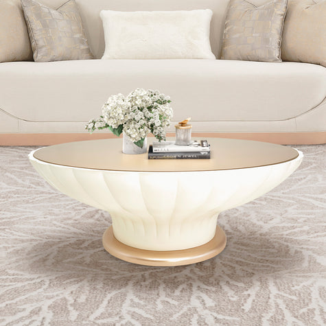 Michael Amini La Rachelle Round Scalloped Cocktail Table