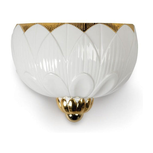 Lladro Ivy & Seed Wall Sconce White and Gold US