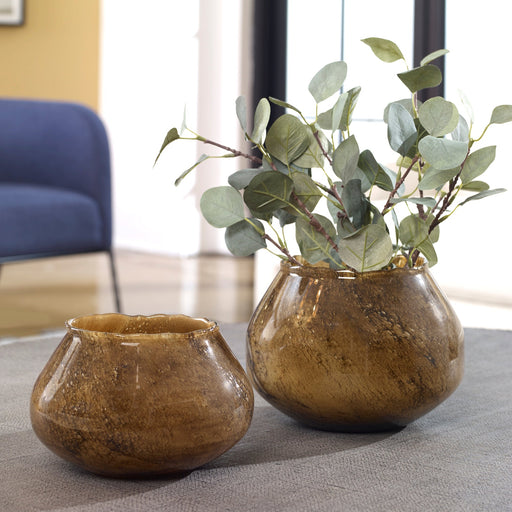 Uttermost Tortoise Glass Vases - Set of 2