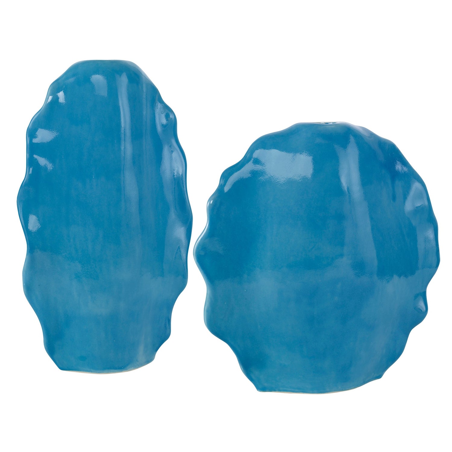 Uttermost Ruffled Feathers Blue Vases - Set of 2