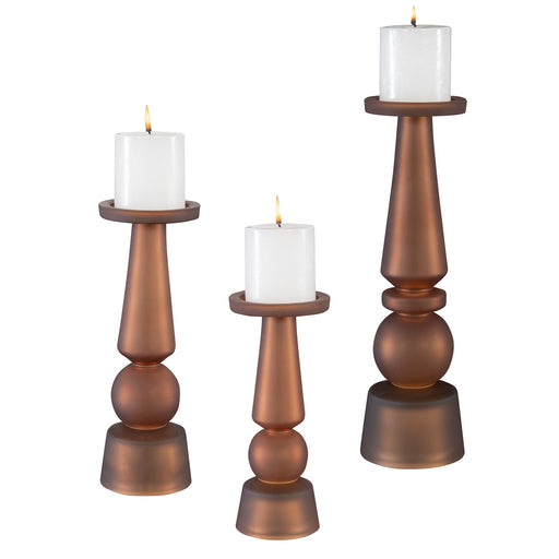 Uttermost Cassiopeia Butter Rum Glass Candleholders - Set of 3