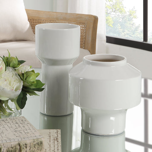 Uttermost Illumina Abstract White Vases - Set of 2