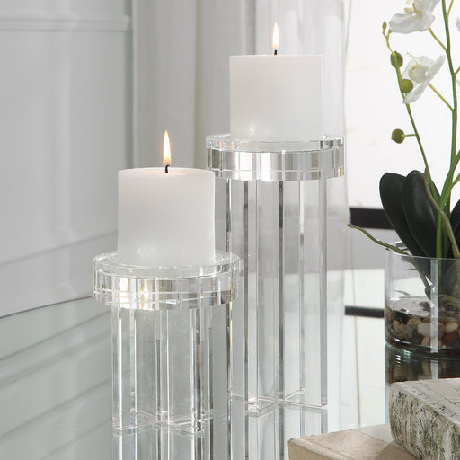 Uttermost Crystal Pillar Candleholders - Set of 2