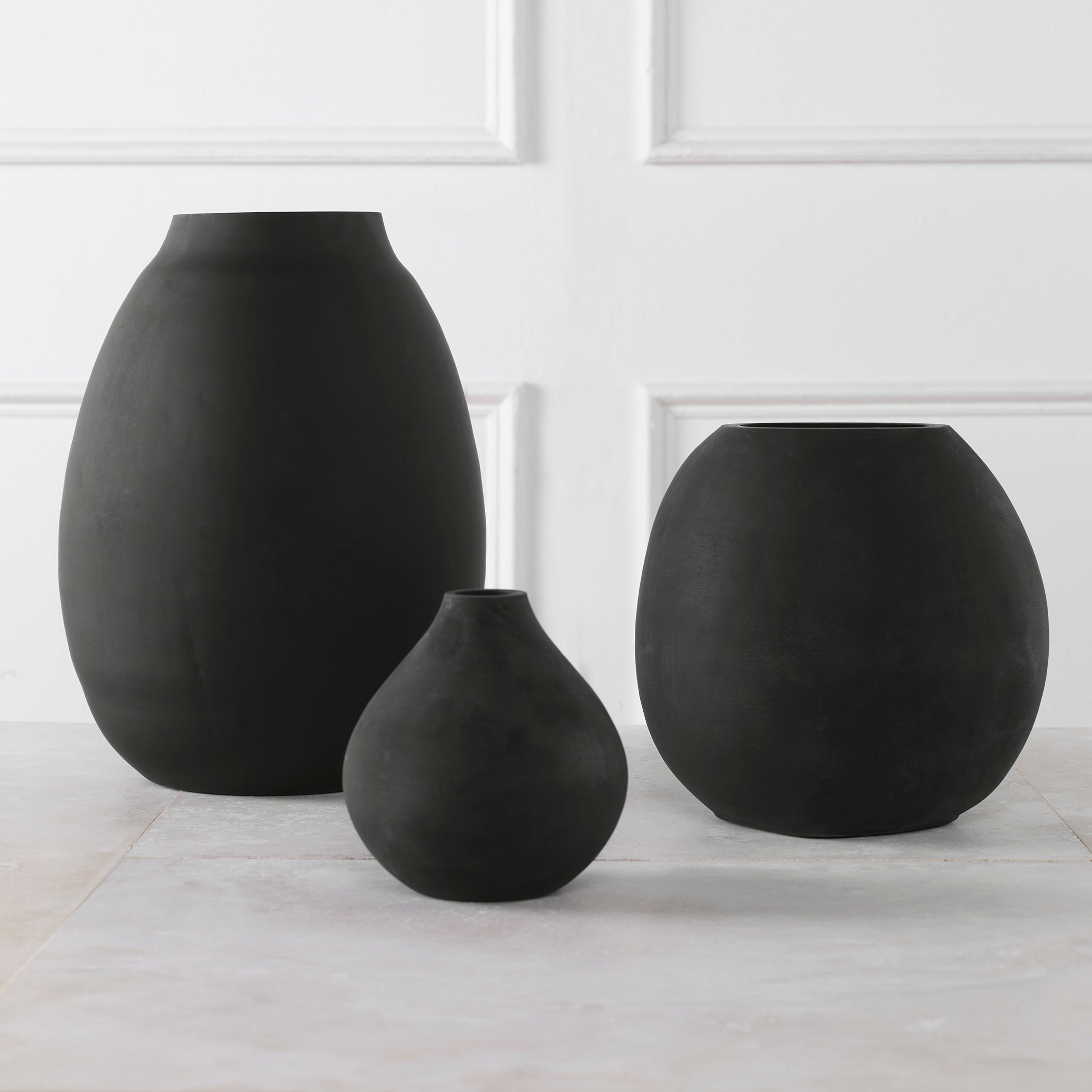 Uttermost Hearth Matte Black Vases - Set of 3