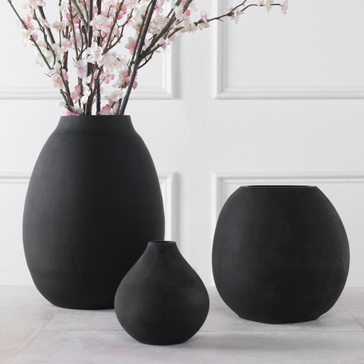 Uttermost Hearth Matte Black Vases - Set of 3