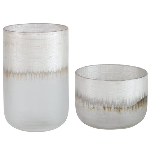 Uttermost Frost Silver Drip Glass Vases - Set of 2