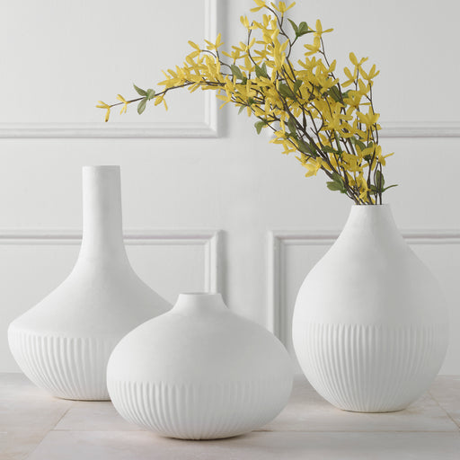 Uttermost Apothecary Satin White Vases - Set of 3