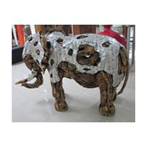 Michael Amini Wood Crafted Elephant w/Aluminum Large