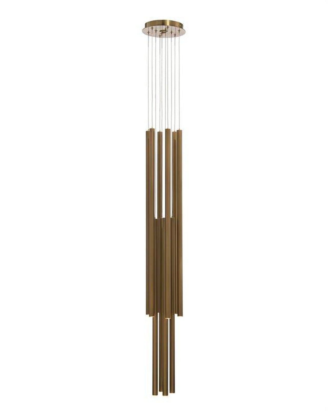 John Richard Hans Eleven-Droplight Brass Chandelier
