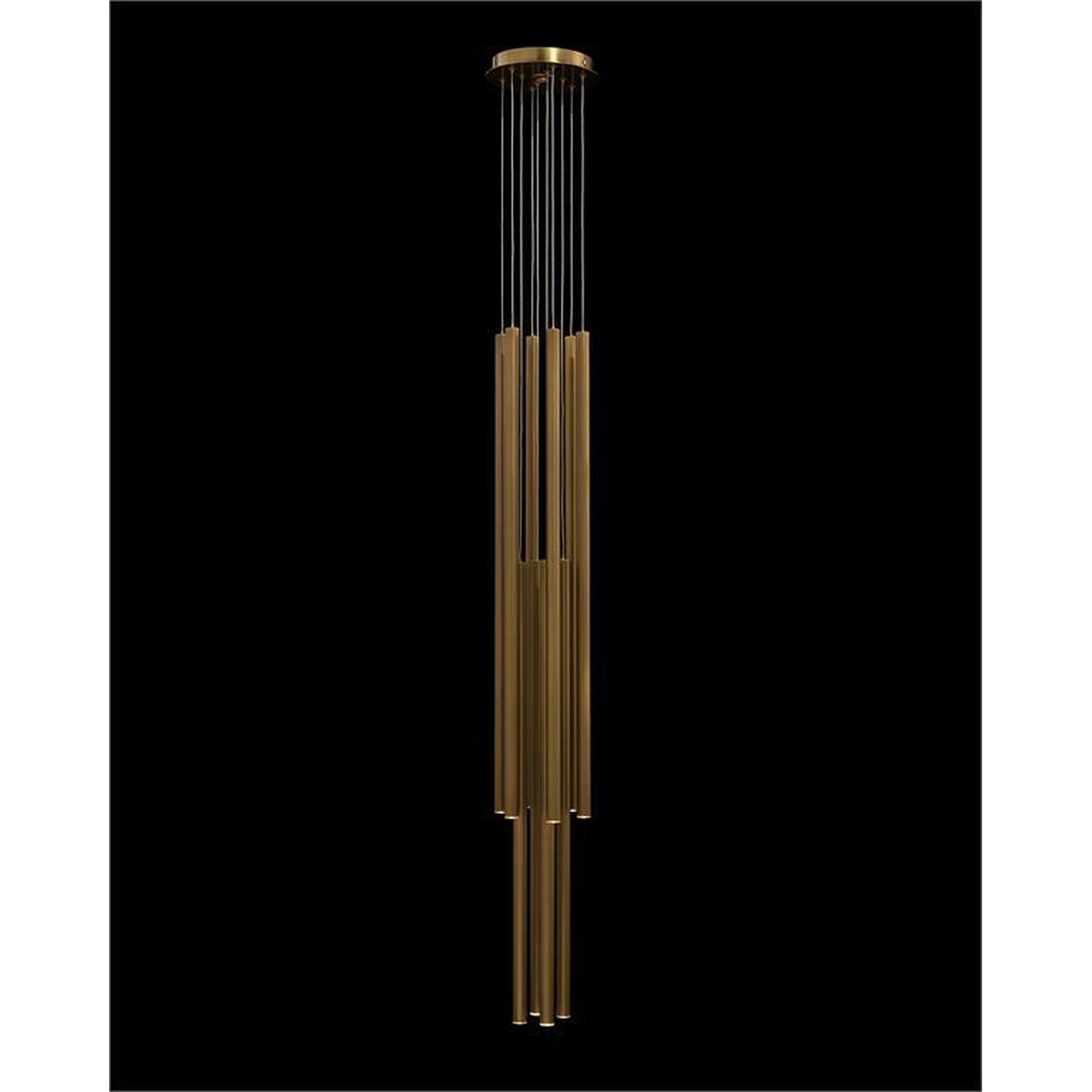 John Richard Hans Eleven-Droplight Brass Chandelier