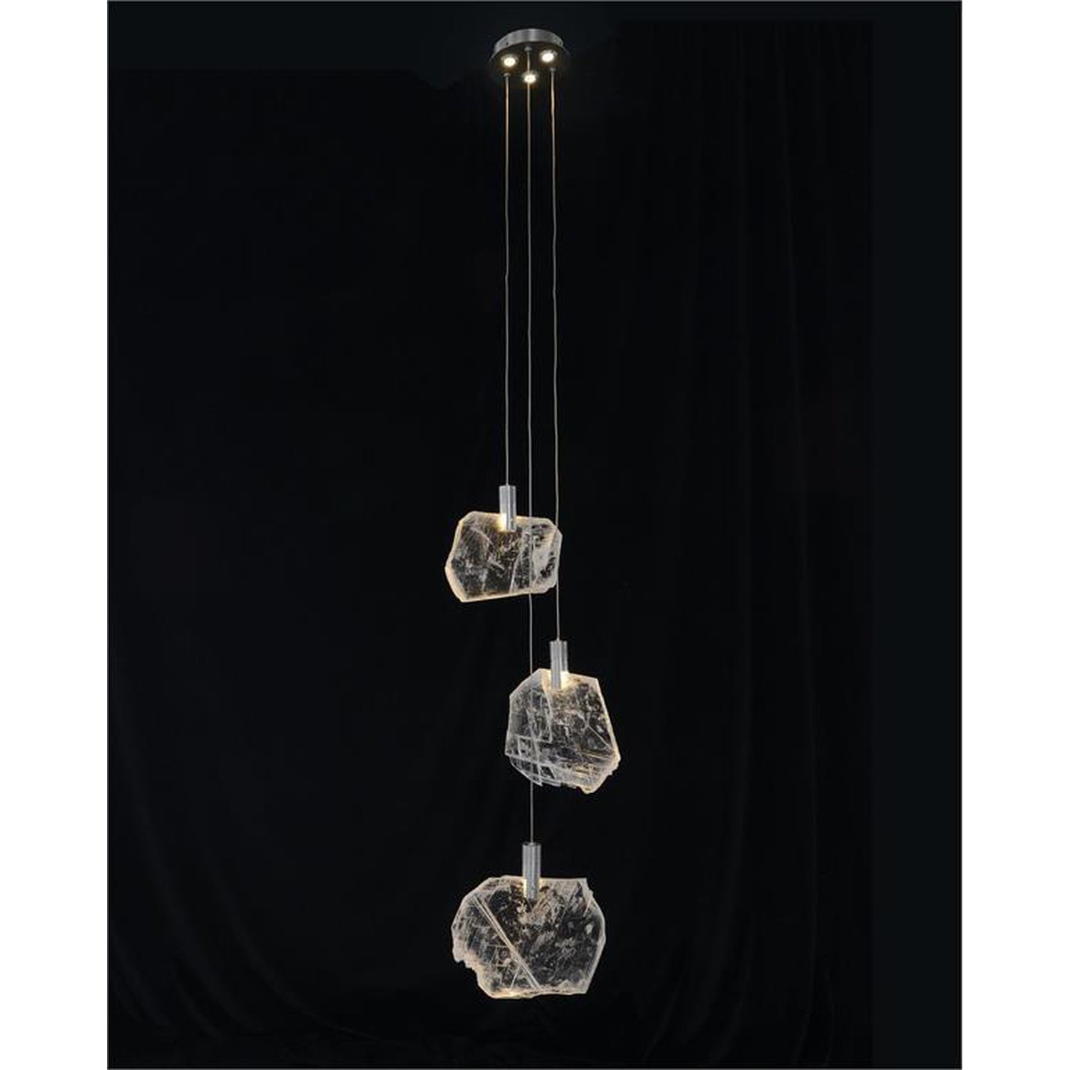 John Richard Moonlight Sonata: Selenite Pane Six-Light Droplight Chandelier