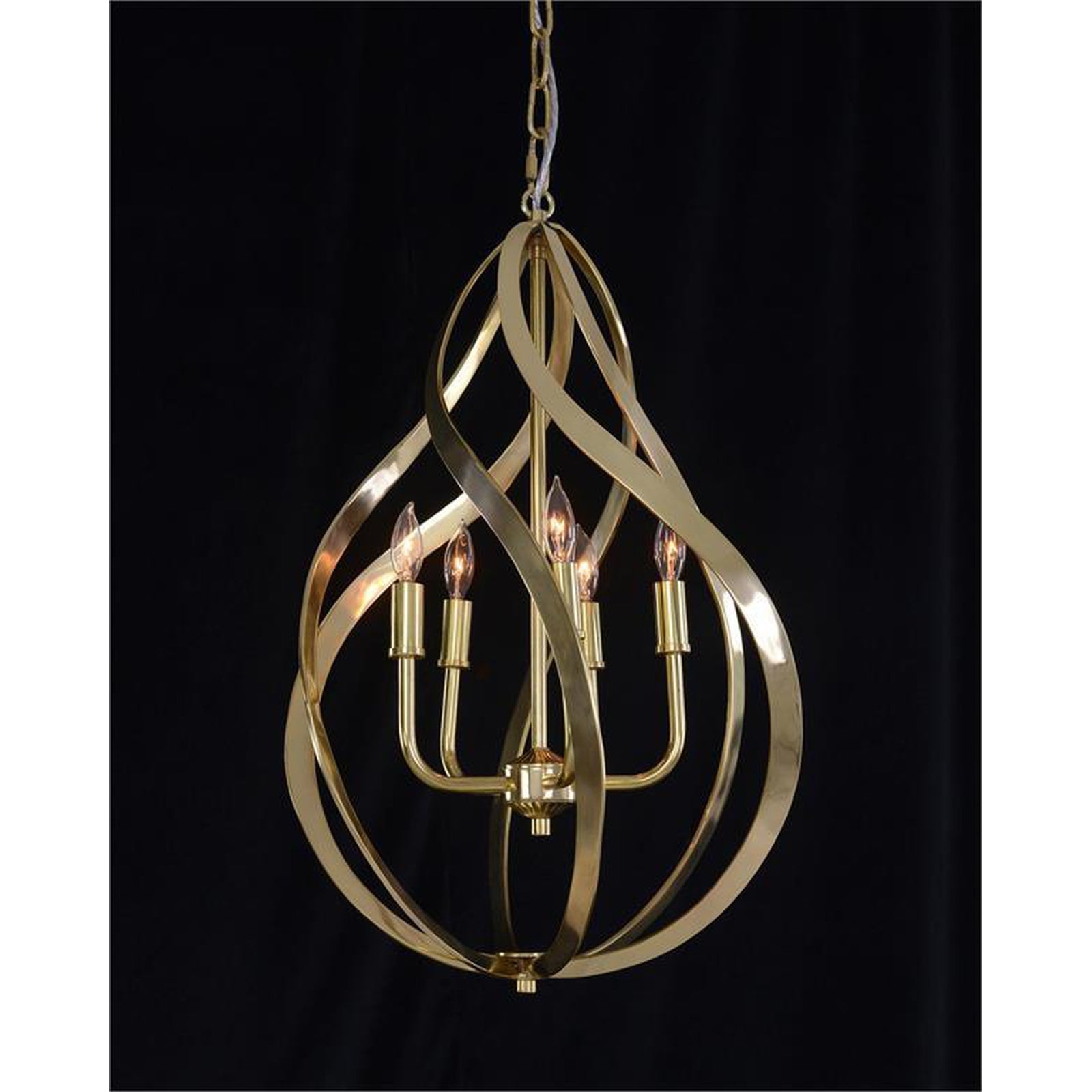 John Richard Ribbons Of Brass Swirls Five-Light Pendant