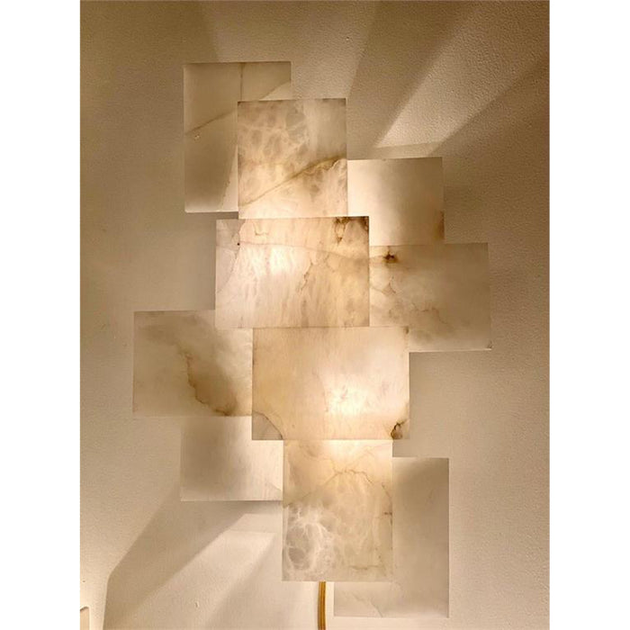 John Richard Alabaster Wall Sconce With A Nod To Mondrian
