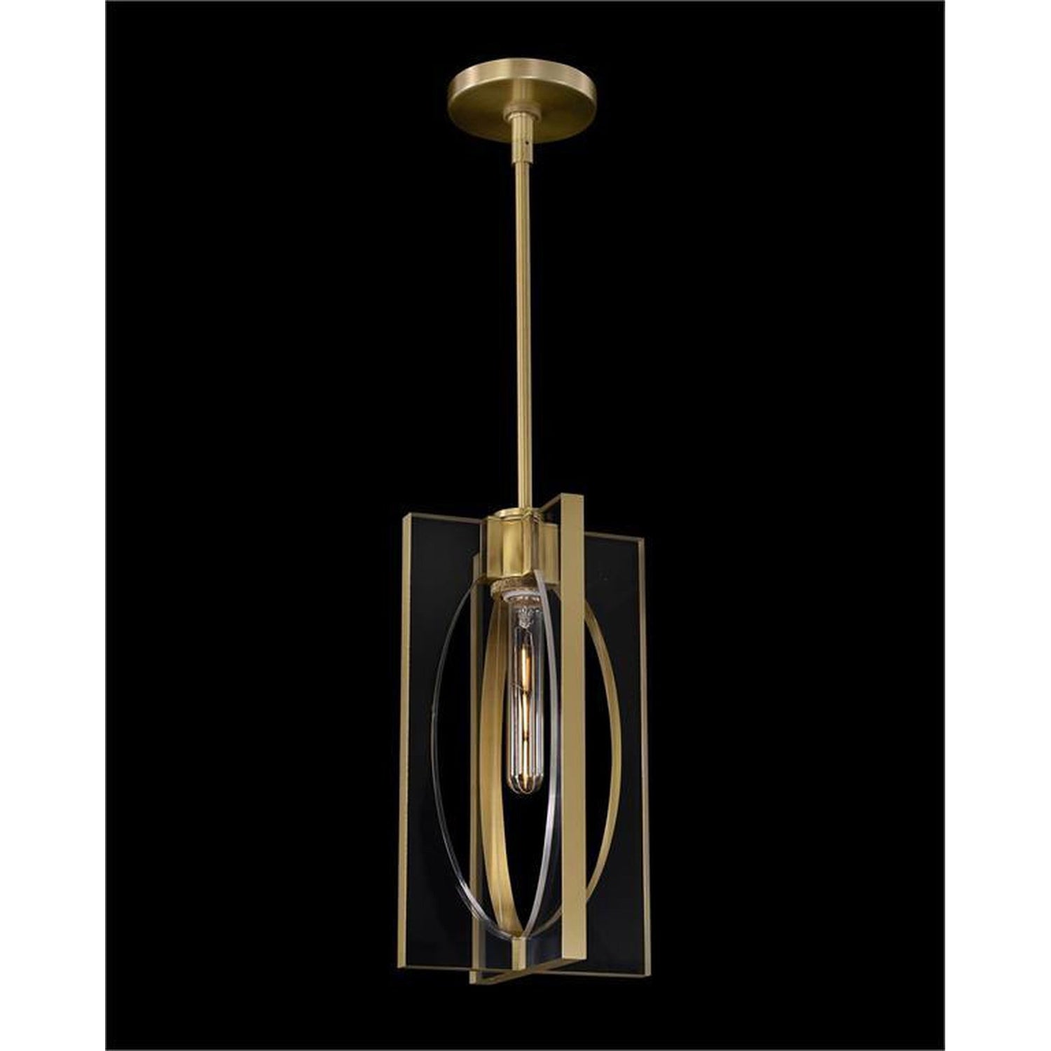 John Richard Genesis: Acrylic And Antique Brass Single Droplight