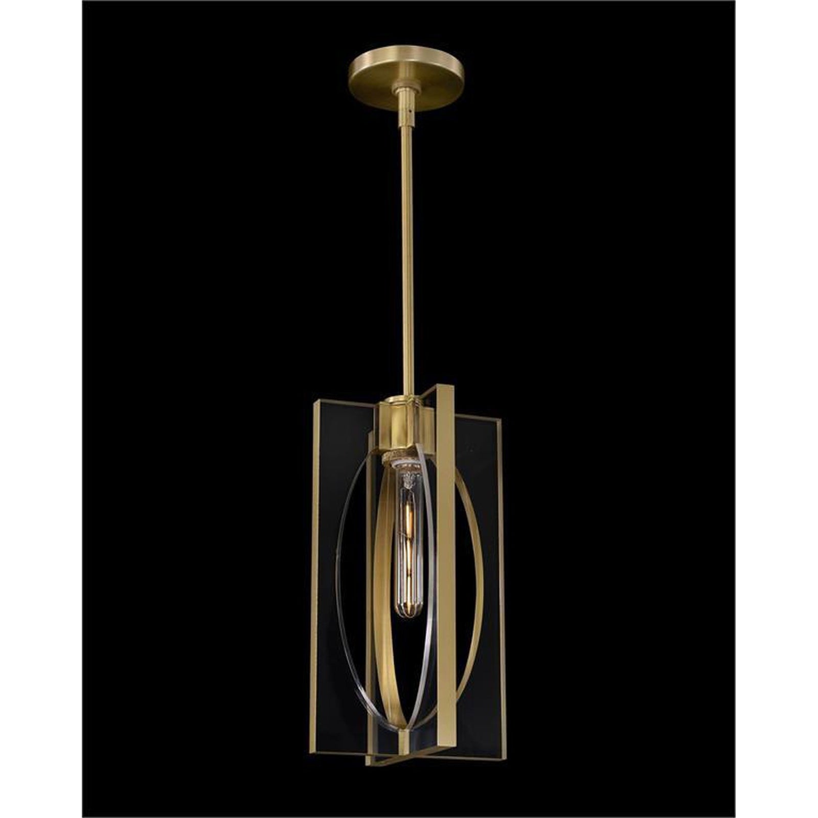 John Richard Genesis: Acrylic And Antique Brass Single Droplight