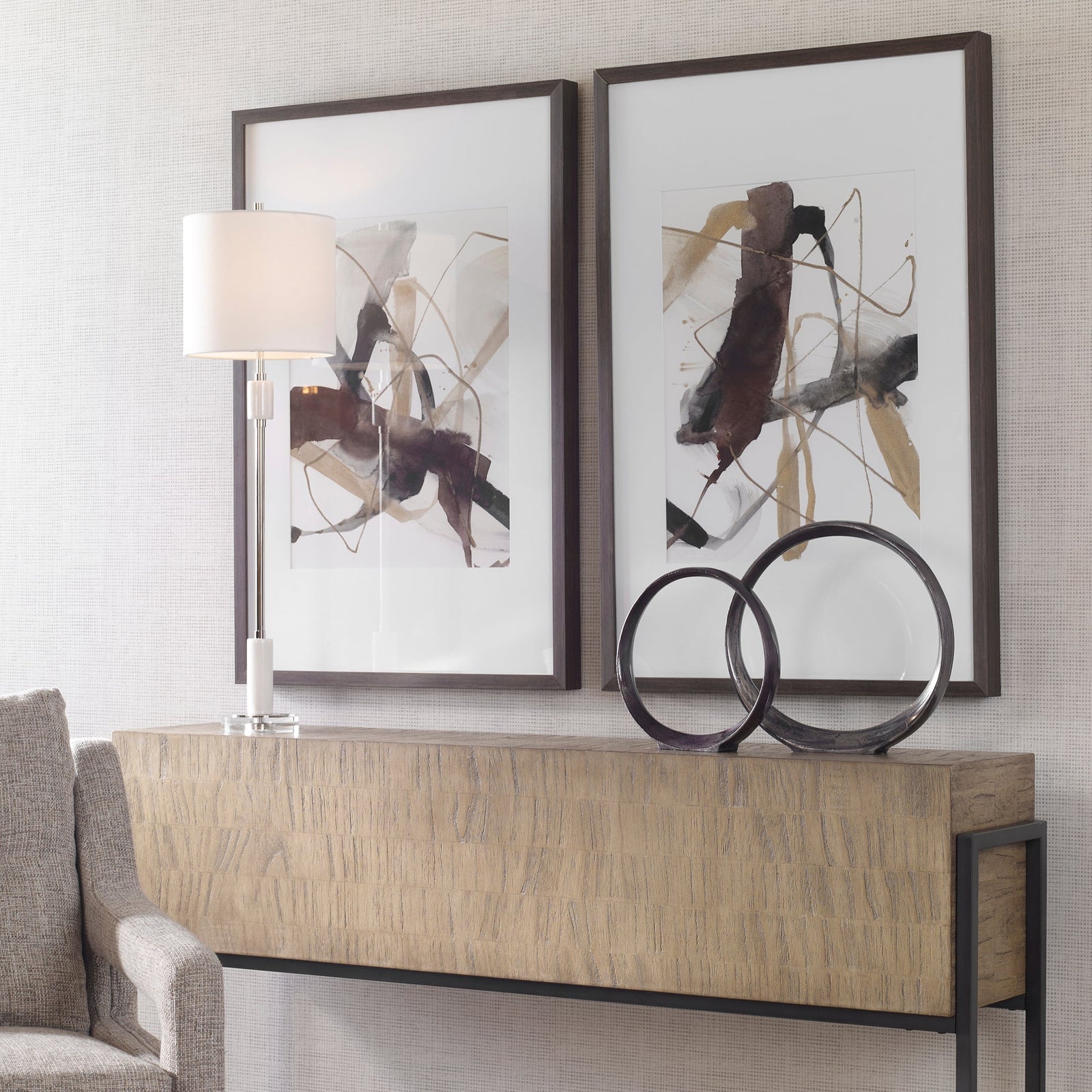 Uttermost Burgundy Interjection Abstract Prints - Set of 2