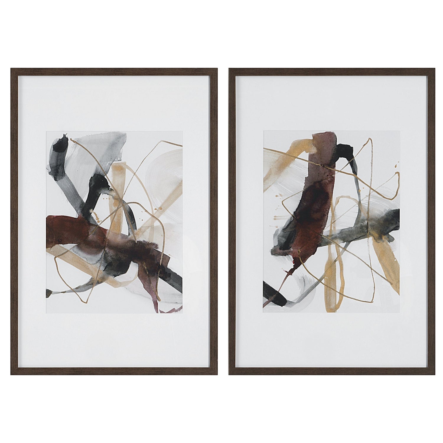 Uttermost Burgundy Interjection Abstract Prints - Set of 2