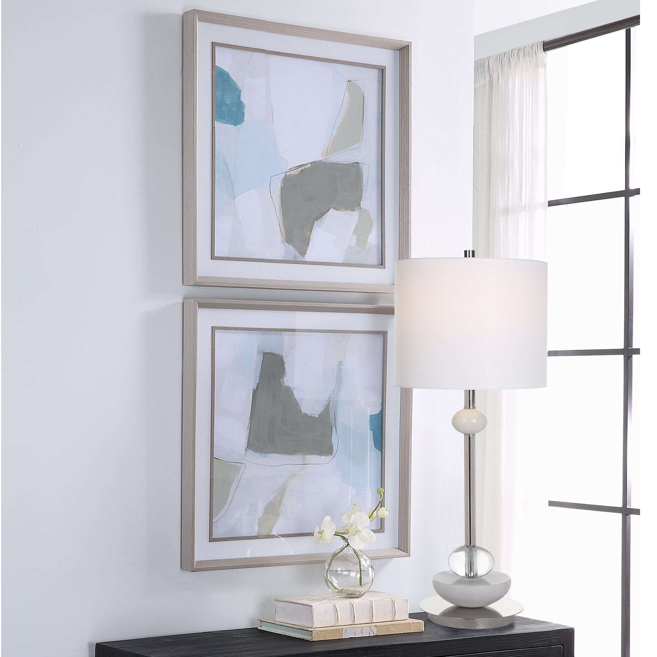 Uttermost Mist Shapes Framed Prints - Set of 2