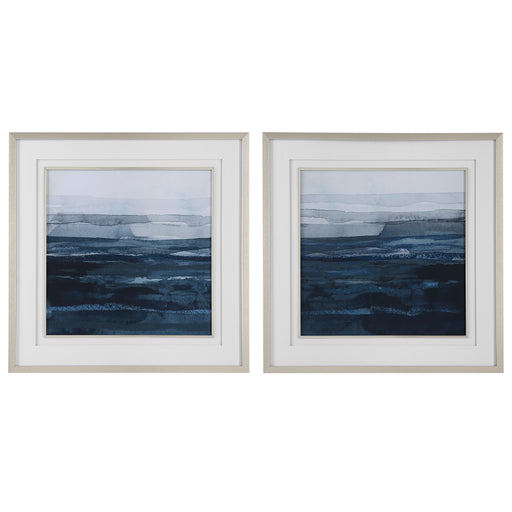Uttermost Rising Blue Abstract Framed Prints - Set of 2