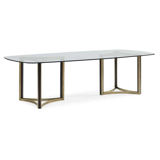 Caracole Remix Double Pedestal Glass Top Dining Table