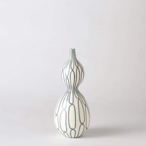 Global Views Linking Trellis Double Bulb Vase-Blue
