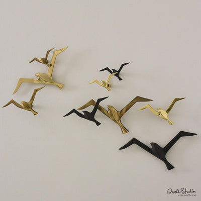 Global Views Metallic Flock Wall Decor-Set of 3