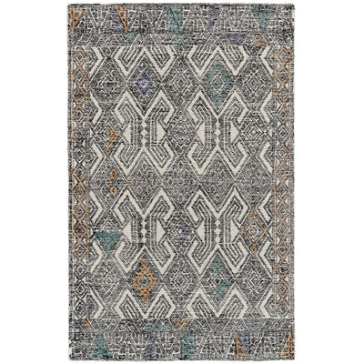 Feizy Arazad 8479F Rug in Black/Tangerine