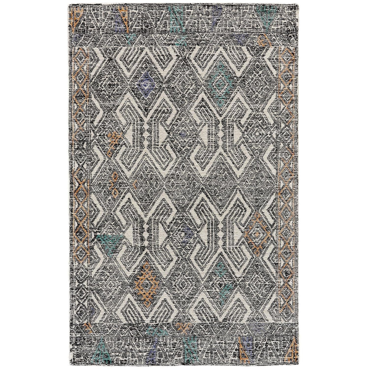 Feizy Arazad 8479F Rug in Black/Tangerine