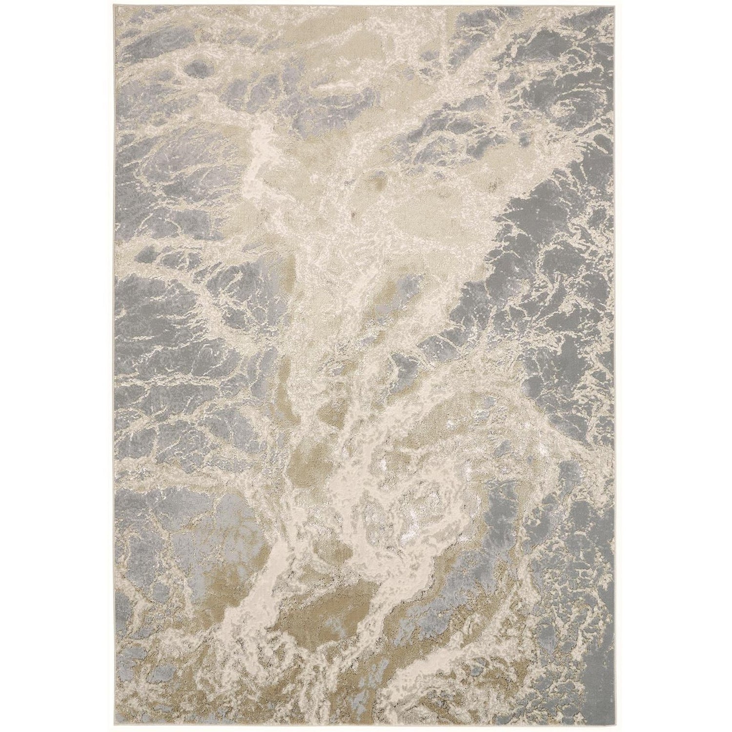 Feizy Aura 3563F Rug in Gray / Beige