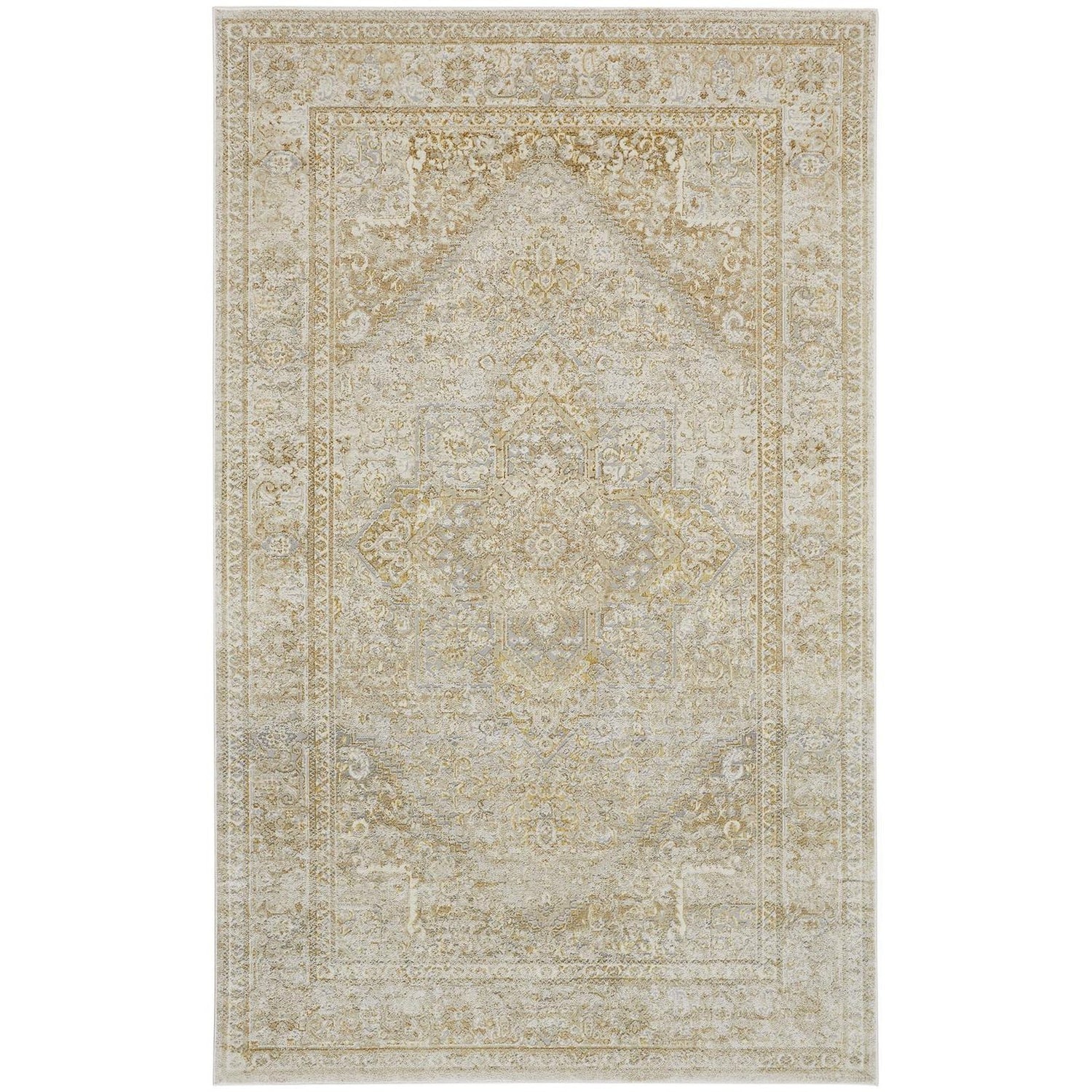 Feizy Aura 3734F Rug in Gold / Gray