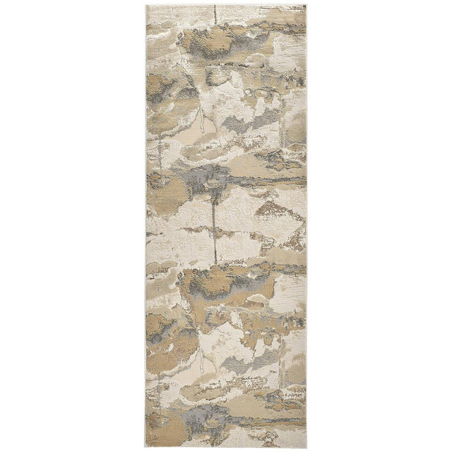 Feizy Aura 3737F Rug in Gold / Tan