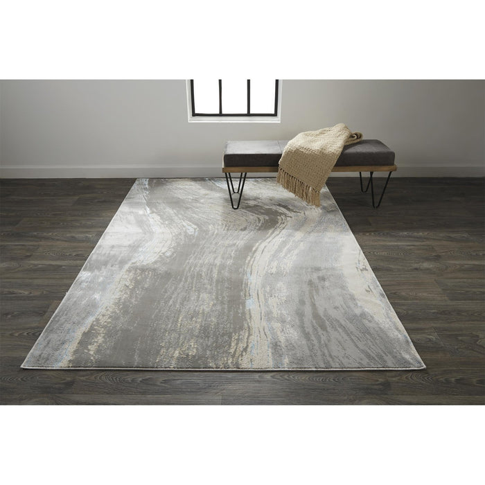 Feizy Azure 3524F Rug in Silver / Teal