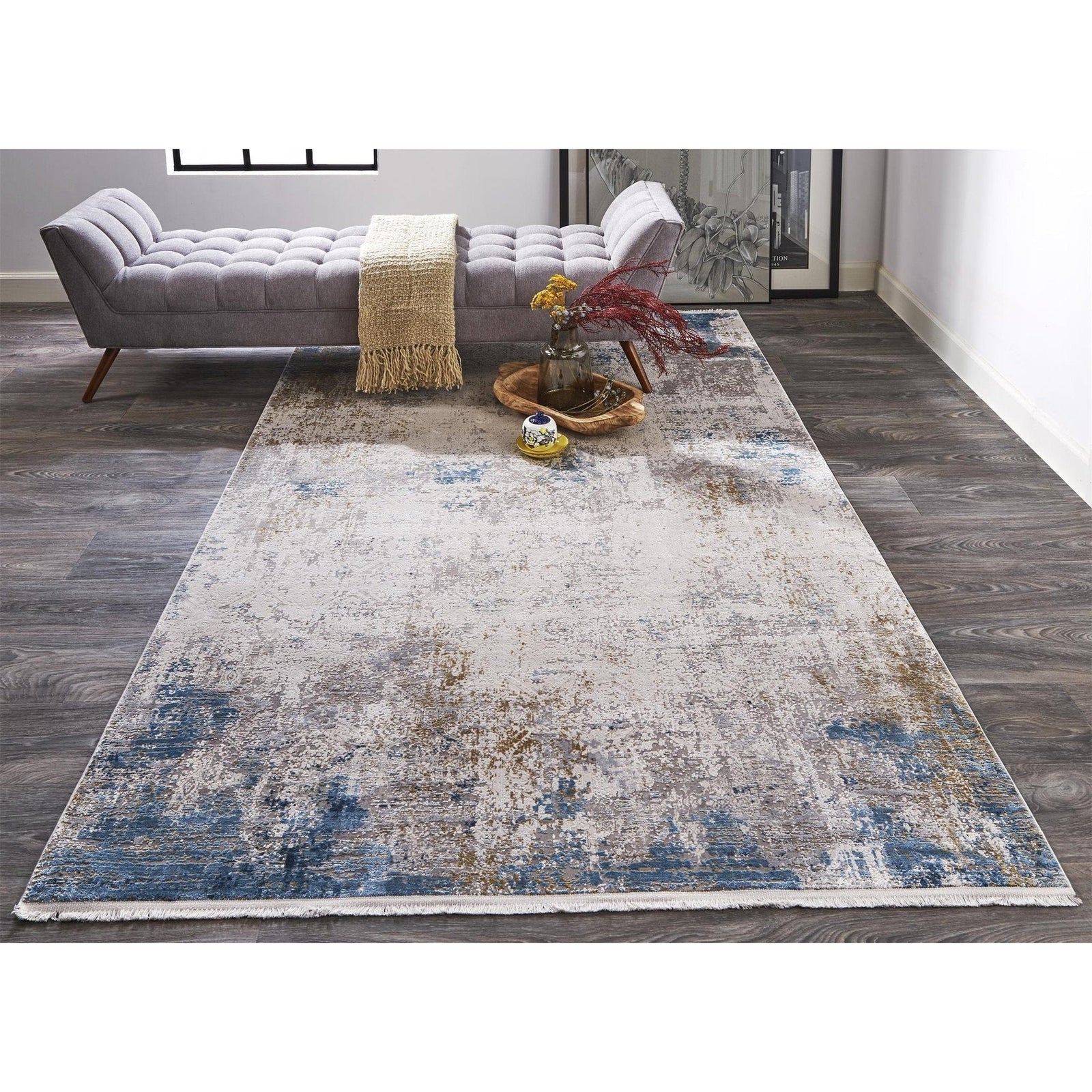 Feizy Cadiz 3889F Rug in Ivory/Blue
