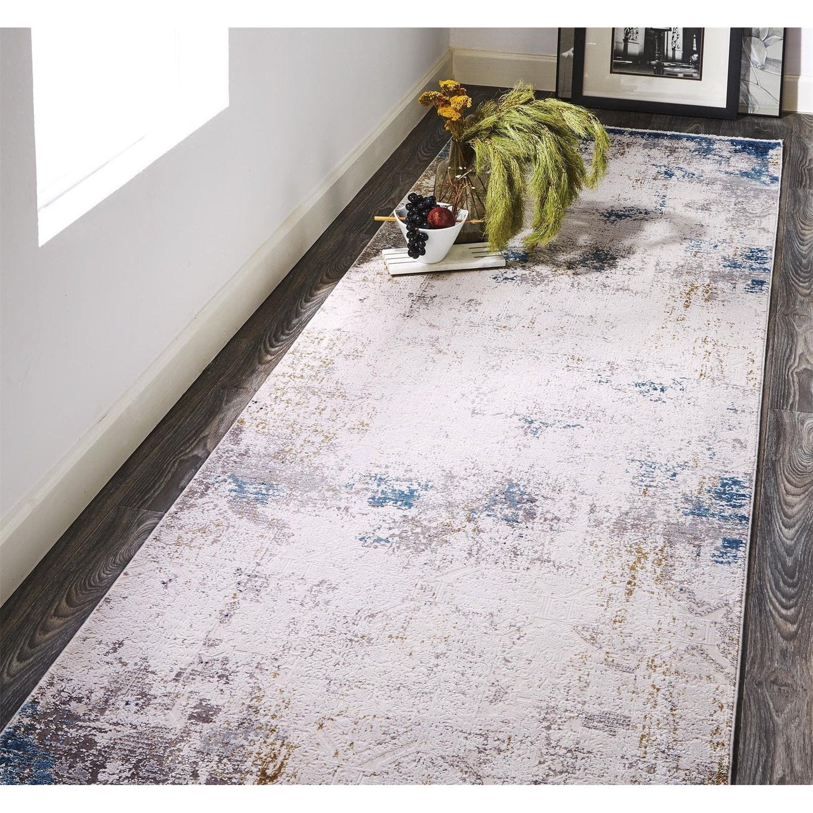 Feizy Cadiz 3889F Rug in Ivory/Blue