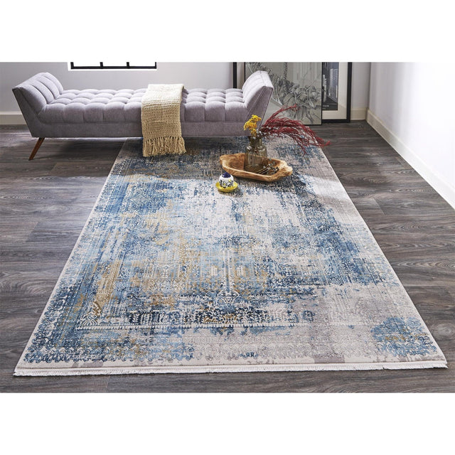 Feizy Cadiz 3890F Rug in Blue/Gray