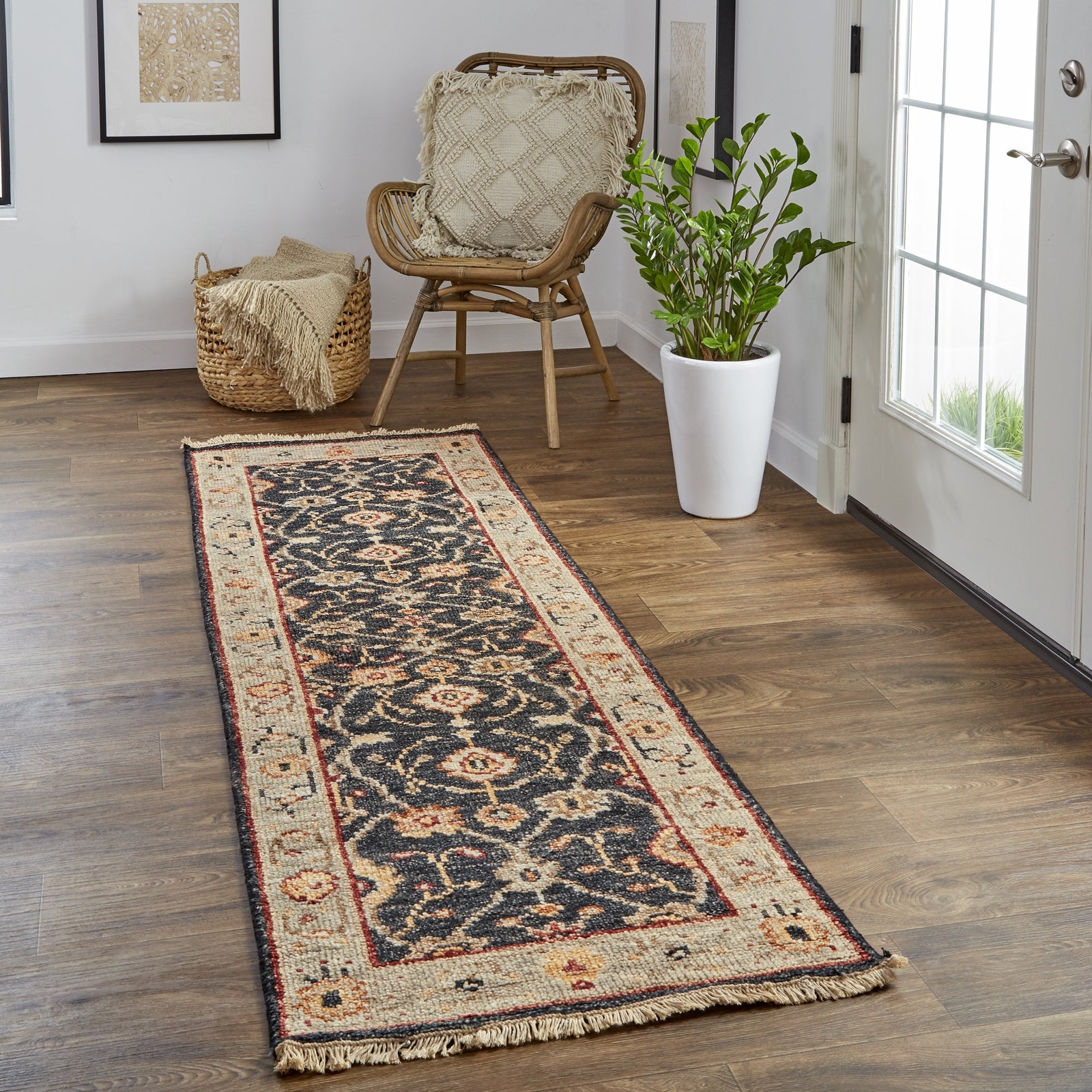 Feizy Carrington 6500F Rug in Black / Gold