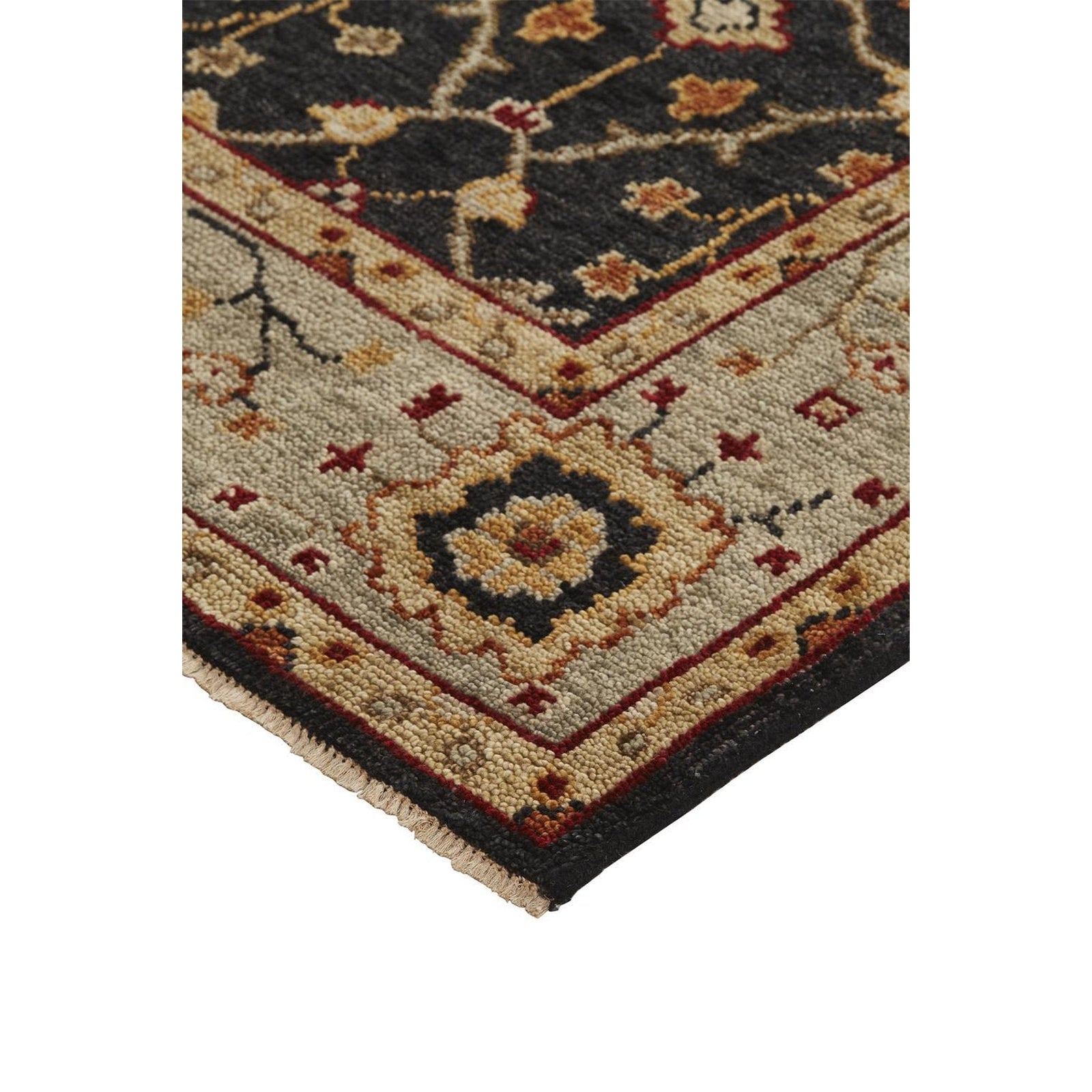 Feizy Carrington 6500F Rug in Black / Gold