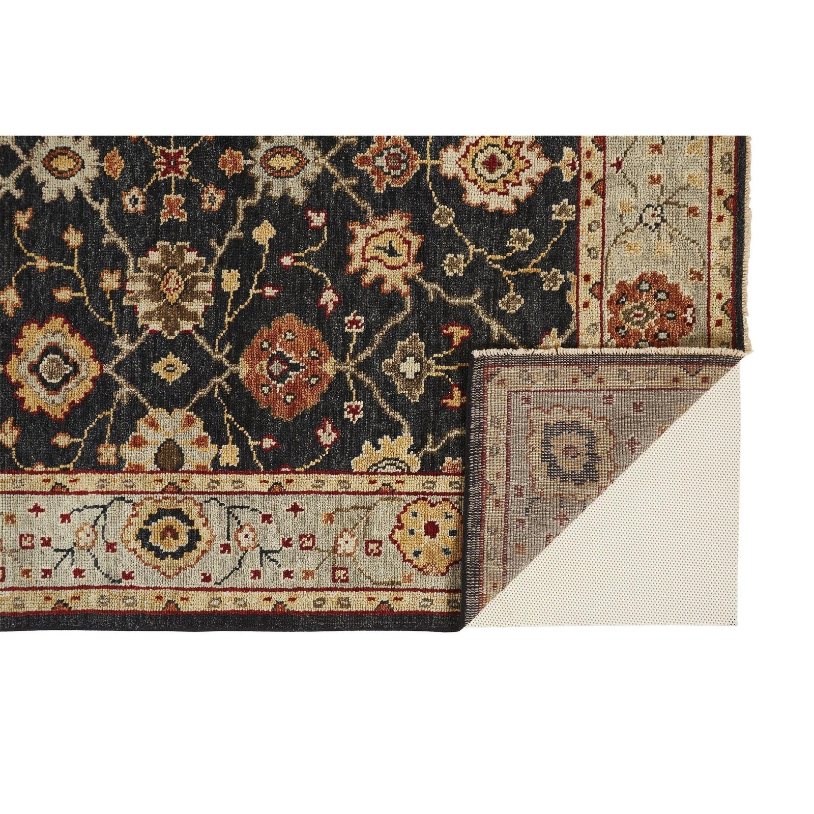 Feizy Carrington 6500F Rug in Black / Gold