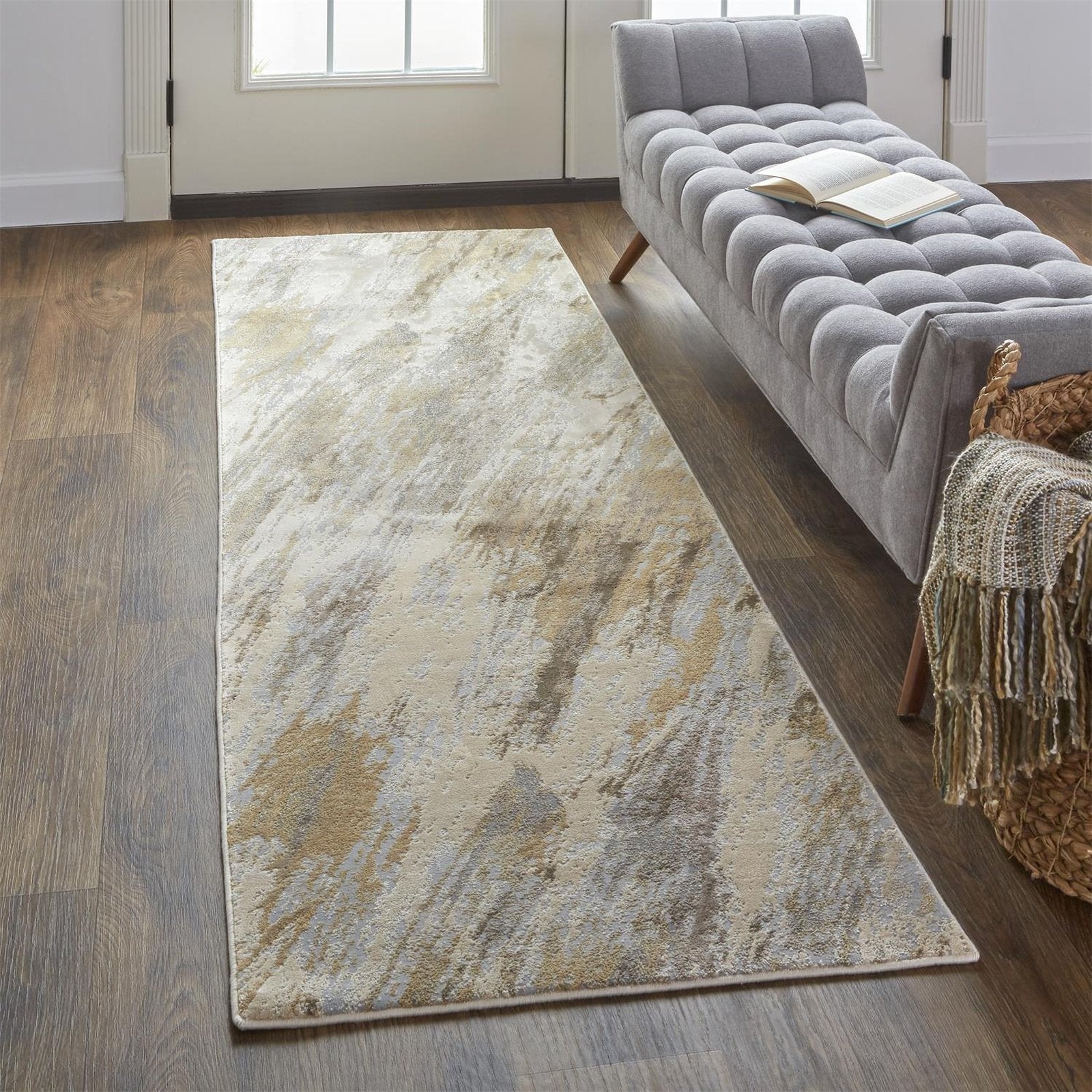 Feizy Parker 3704F Rug in Tan / Blue