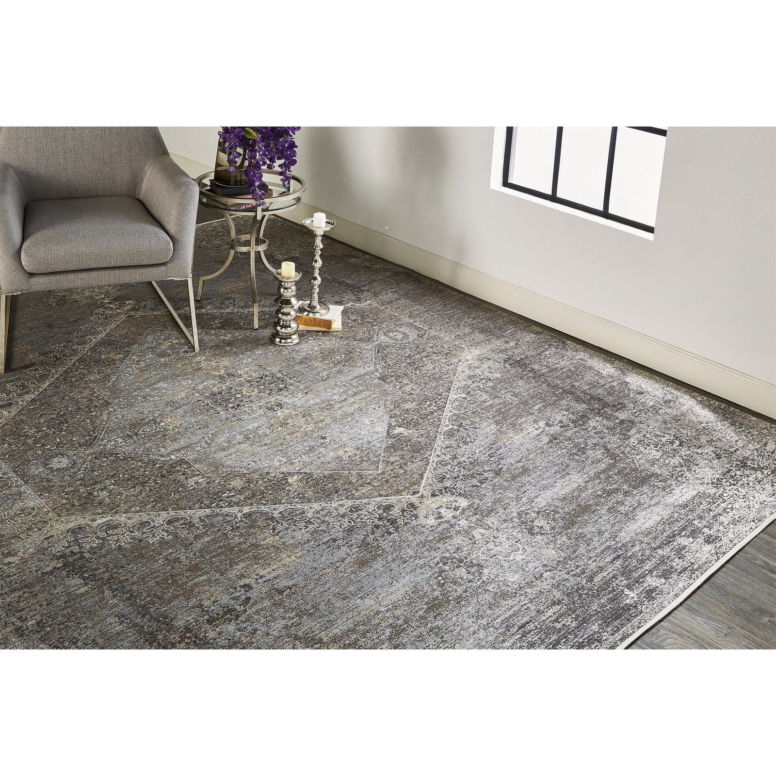 Feizy Sarrant 3963F Rug in Smoke