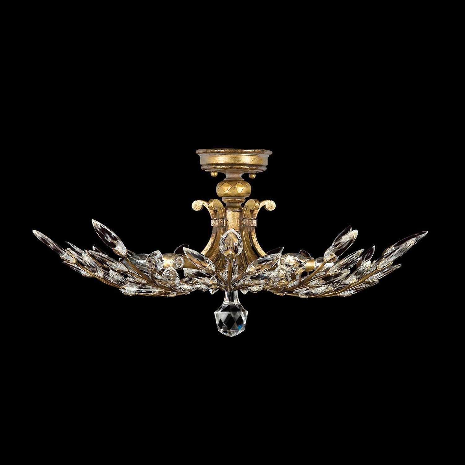 Fine Art Crystal Laurel 28" Round Semi Flush Mount