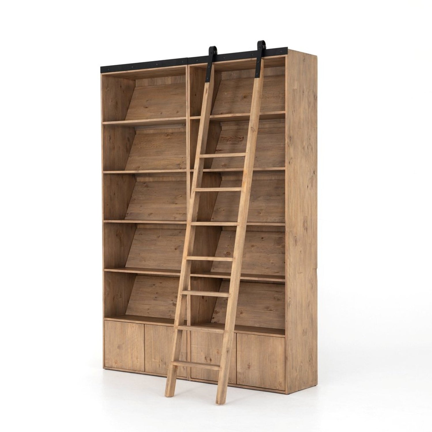 Four Hands Bane Double Bookshelf with Ladder