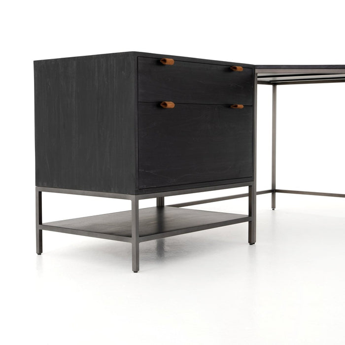 Four Hands Trey L-Shaped Desk System With Filing Cabinet
