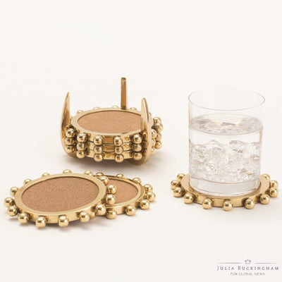 Global Views Starburst Crown Coasters-Brass