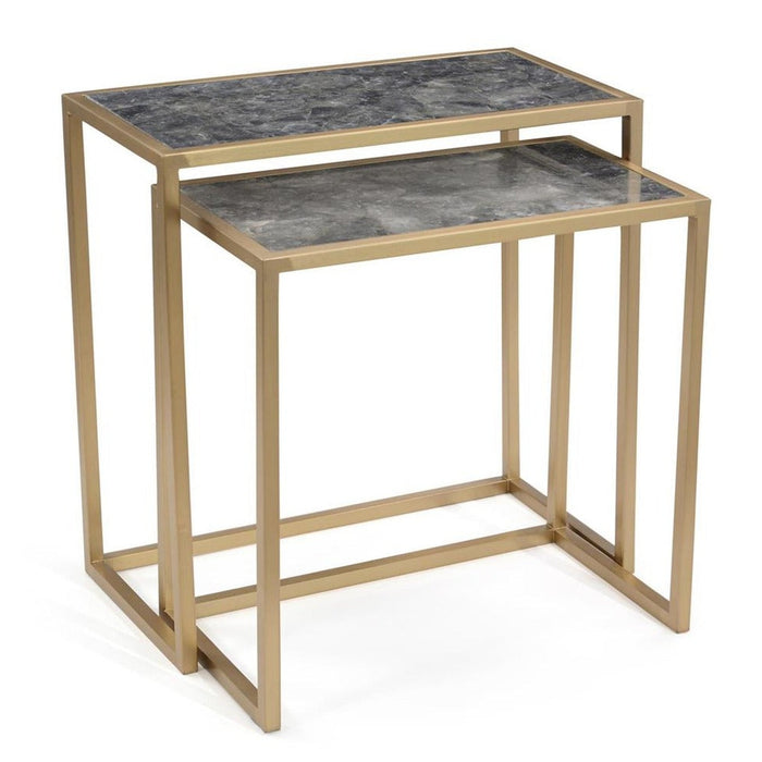 John Richard Marble And Coffee Bronze Nesting Tables - Set Of 2